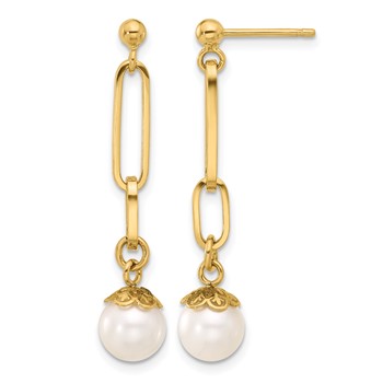 Leslie's 14K Polished Freshwater Cultured Pearl Post Dangle Earrings