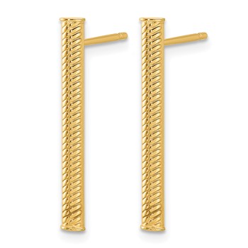 Leslie's 14K Polished and Textured Bar Post Earrings — alternate view