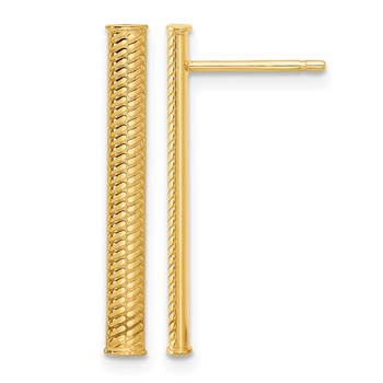 Leslie's 14K Polished and Textured Bar Post Earrings