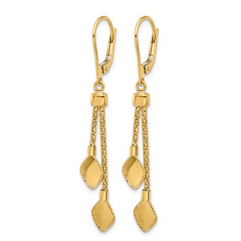 Leslie's 14K Polished and Brushed Dangle Leverback Earrings — alternate view