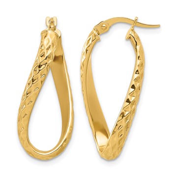 Leslie's 14K Polished and Diamond-cut Twist Hoop Earrings
