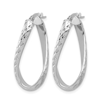 Leslie's 14K w/ White Rhodium Plating Polished & D/C Twist Hoop Earrings — alternate view