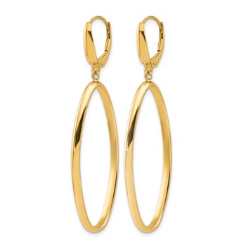 Leslie's 14K Polished Oval Dangle Leverback Earrings — alternate view