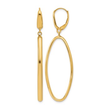 Leslie's 14K Polished Oval Dangle Leverback Earrings