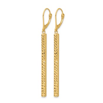 Leslie's 14K Polished and Diamond-cut Bar Dangle Leverback Earrings — alternate view