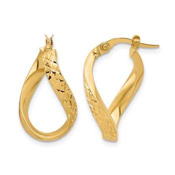 Leslie's 14K Polished and Diamond-cut Twist Hoop Earrings