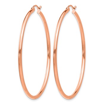 Leslie's 14k Rose Gold Polished 2x50mm Polished Hoop Earrings — alternate view