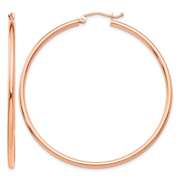 Leslie's 14k Rose Gold Polished 2x50mm Polished Hoop Earrings