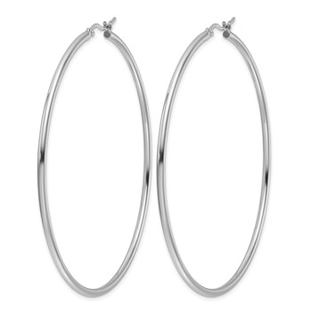 Leslie's 14k White Gold Polished 2x65mm Polished Hoop Earrings — alternate view