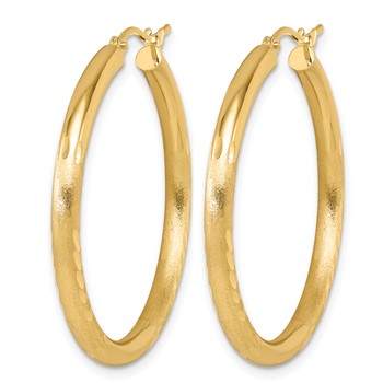 Leslie's 14k Satin and D/C 3mm Round Hoop Earrings — alternate view