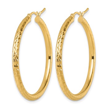 Leslie's 14k Diamond-cut 3mm Round Hoop Earrings — alternate view