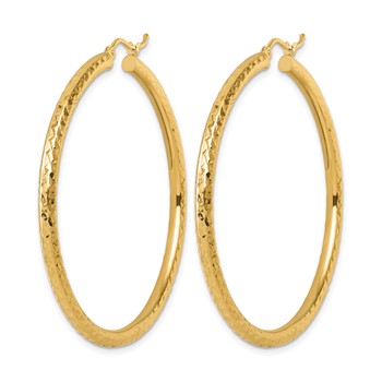 Leslie's 14k Diamond-cut 3mm Round Hoop Earrings — alternate view