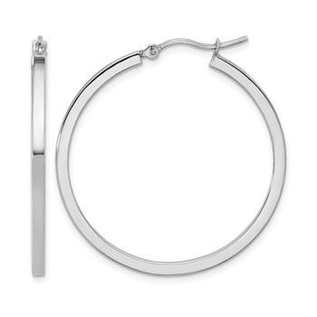 Leslie's 14k White Gold 2mm Square Tube Hoops