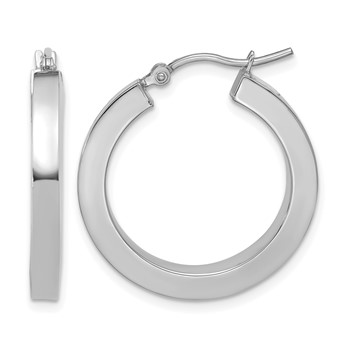 Leslie's 14k White Gold 3mm Polished Square Tube Hoop Earrings