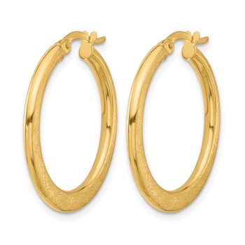 Leslie's 14K Polished and Scratch Finish Round Hoop Earrings — alternate view