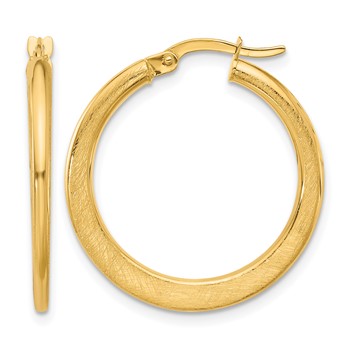 Leslie's 14K Polished and Scratch Finish Round Hoop Earrings