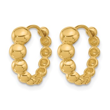 Leslie's 14K Polished Beaded Hoop Earrings — alternate view