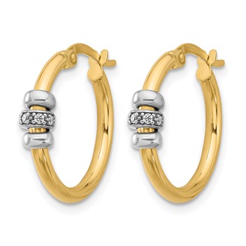 Leslie's 14K Two-tone Polished CZ Hoop Earrings — alternate view