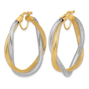 Leslie's 14K w/Rhodium Braided Mesh Stretch Hoop Earrings — alternate view