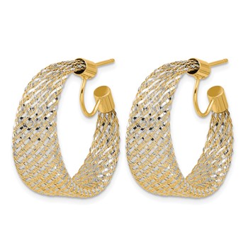 Leslie's 14K w/Rhodium Braided Mesh Stretch Post Hoop Earrings — alternate view