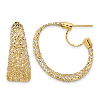Leslie's 14K w/Rhodium Braided Mesh Stretch Post Hoop Earrings