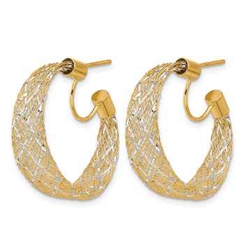 Leslie's 14K w/Rhodium Braided Mesh Stretch Post Hoop Earrings — alternate view