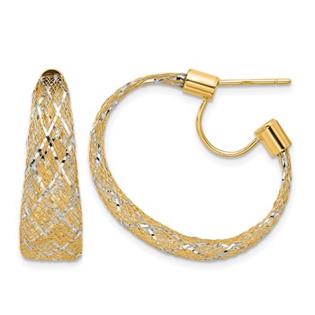 Leslie's 14K w/Rhodium Braided Mesh Stretch Post Hoop Earrings