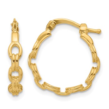 Leslie's 14K Polished Link Design Hoop Earrings
