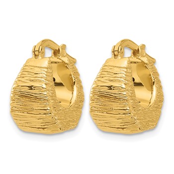 Leslie's 14K Polished and Textured Hoop Earrings — alternate view