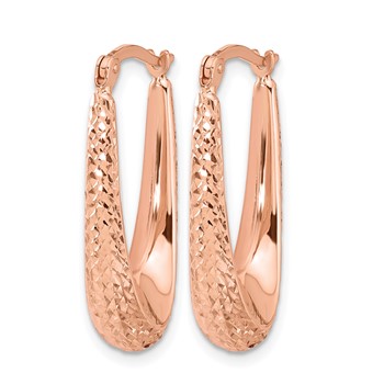 Leslie's 14K Rose Gold Polished and Diamond-cut Hoop Earrings — alternate view