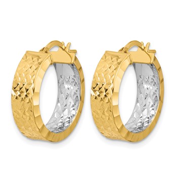 Leslie's 14K w/Rhodium Polished and D/C Hoop In/Out Hoop Earrings — alternate view
