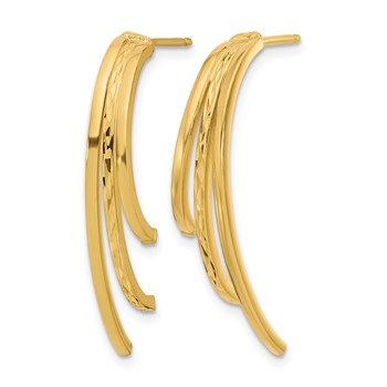 Leslie's 14K Polished and D/C 3-Row Drop Post Earrings — alternate view