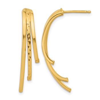 Leslie's 14K Polished and D/C 3-Row Drop Post Earrings