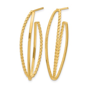 Leslie's 14K Polished and Textured Fancy Drop Post Earrings — alternate view