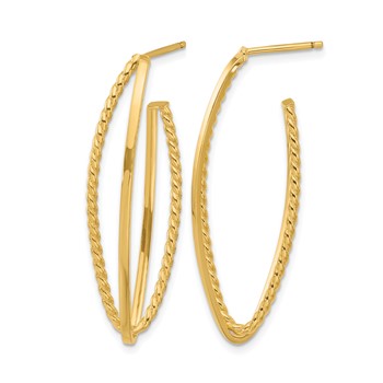 Leslie's 14K Polished and Textured Fancy Drop Post Earrings