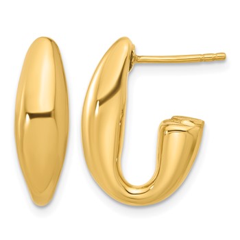 Leslie's 14K Polished Hollow J-Hoop Post Earrings