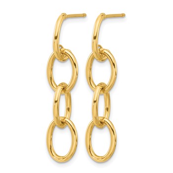 Leslie's 14K Polished Triple Circle Link Dangle Post Earrings — alternate view
