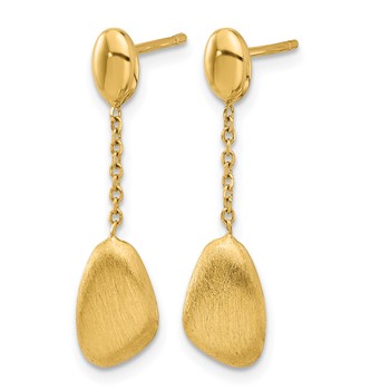 Leslie's 14k Brushed and Polished Dangle Post Earrings — alternate view