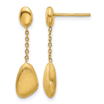 Leslie's 14k Brushed and Polished Dangle Post Earrings
