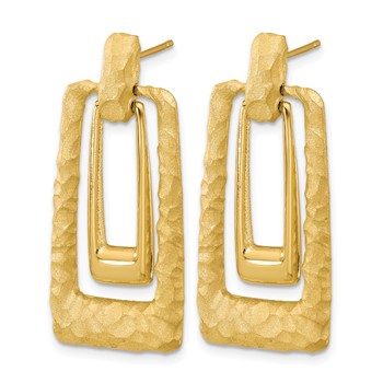 Leslie's 14K Polished and Satin Rectangle Dangle Post Earrings — alternate view