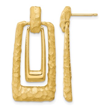 Leslie's 14K Polished and Satin Rectangle Dangle Post Earrings
