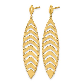 Leslie's 14k Polished D/C Post Dangle Leaf Earrings — alternate view