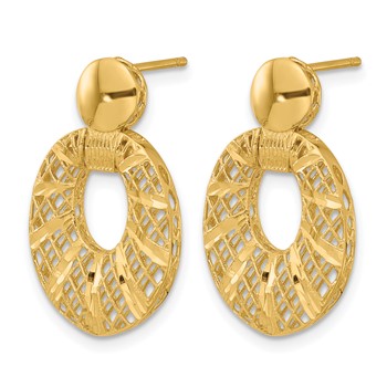 Leslie's 14k Polished D/C Oval Post Dangle Earrings — alternate view