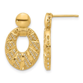 Leslie's 14k Polished D/C Oval Post Dangle Earrings