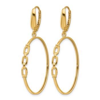 Leslie's 14K Polished Link Design Leverback Hoop Earrings — alternate view