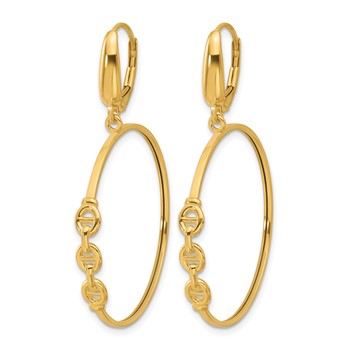 Leslie's 14K Polished Link Design Leverback Hoop Earrings — alternate view
