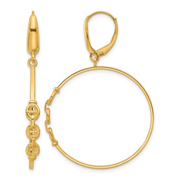 Leslie's 14K Polished Link Design Leverback Hoop Earrings