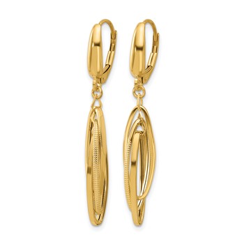 Leslie's 14K Polished/Textured Triple Oval Dangle Earrings — alternate view