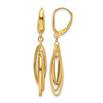 Leslie's 14K Polished/Textured Triple Oval Dangle Earrings