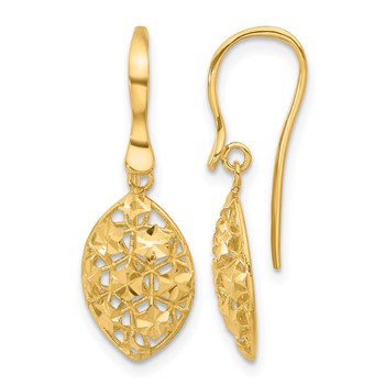 Leslie's 14k Polished D/C Shepherd Hook Dangle Earrings